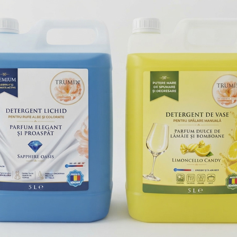 Pachet 2x5L Detergent Rufe Sapphire Oasis si Detergent Vase Limoncello Candy
