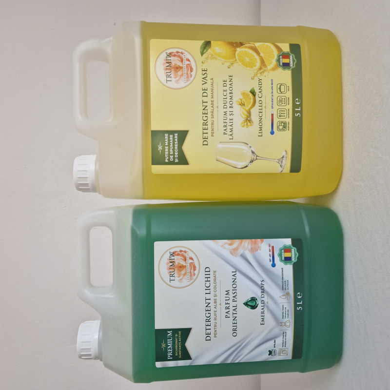 Pachet 2x5L Detergent Rufe Emerald Drops si Detergent Vase Limoncello Candy