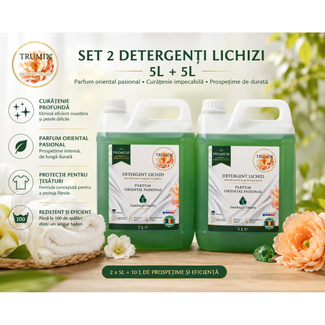 Pachet 2x5L Detergent Rufe EMERALD DROPS