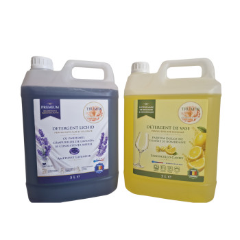 Pachet 2x5L Detergent Rufe AMETHYST LAVENDER si Detergent Vase Limoncello Candy
