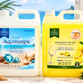 Pachet 2x5L Balsam Rufe Aquamarine si Detergent Vase Limoncello Candy